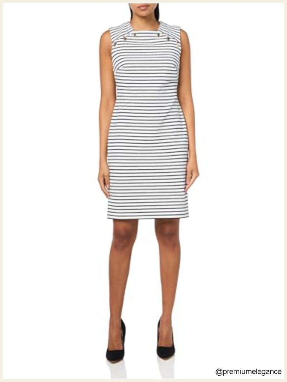 Sleeveless Sheath Dress with Gold Hardware - Business Casual